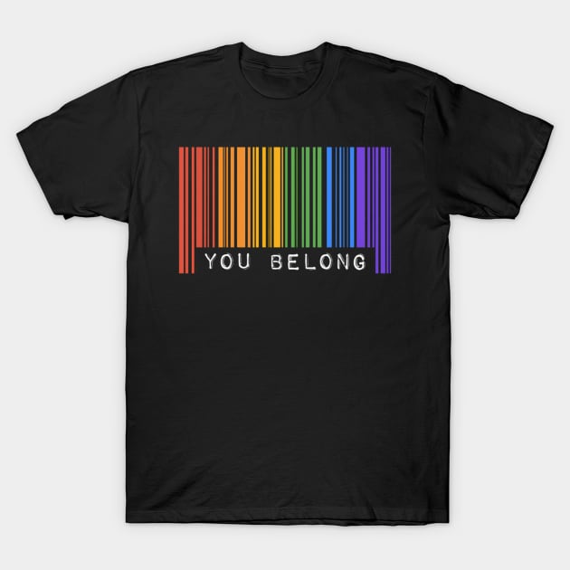 Gay Queer Barcode Pride You Belong Ally Aesthetic Lgbtq T-Shirt by klei-nhanss